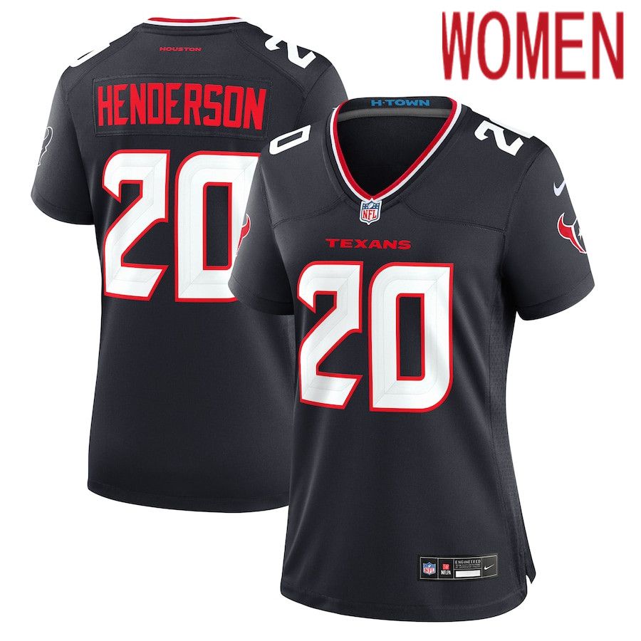 Women Houston Texans #20 C.J. Henderson Nike Navy Team Game NFL Jersey->->Women Jersey